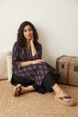 Black Leaf handblock Kurta