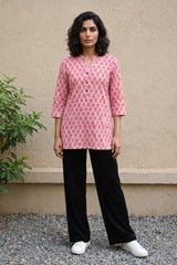 Peach floral short kurti