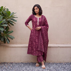 Magenta Buta Aline full suit set