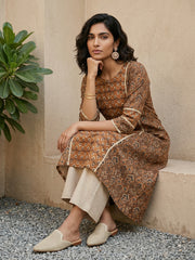 Mustard Aline kali Kurta with pocket