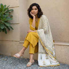 Mustard solid suit set