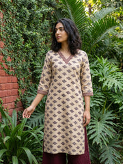 Cream barfi Kurta