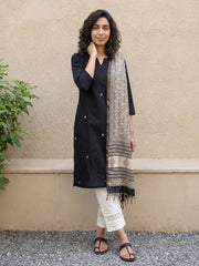 Black embroidered kurta with chanderi duppata