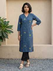 Blue Big Flower kurta