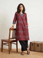 Maroon bird kurta