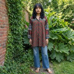 Maroon digitally printed muslin silk shirt