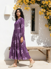 Purple Lines gather dress