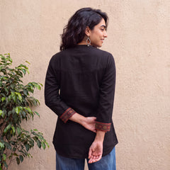 Black kullu patti woollen shirt