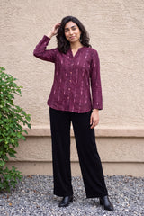 Wine ikkat Handloom shirt