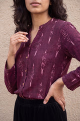 Wine ikkat Handloom shirt