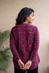 Wine ikkat Handloom shirt