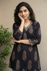 Black big buta short kurti
