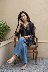 Black big buta short kurti