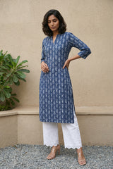 Indigo Ambi zig zag Straight Kurta
