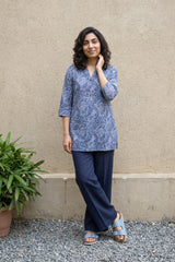 Blue ambi short kurti