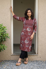 Maroon floral yoke Kurta