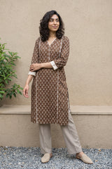 Soft Brown Sanganeri Block Print Kurta