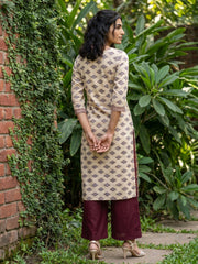 Cream barfi Kurta