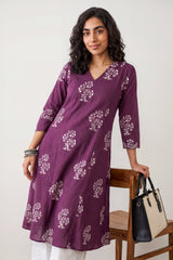 Wine Big Buta Aline Kurta