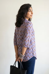 lavender choti buti Ban neck short kurti