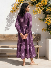 Purple Lines gather dress