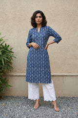Indigo Ambi zig zag Straight Kurta