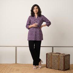 Purple buta short kurti