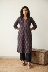 Black Leaf handblock Kurta