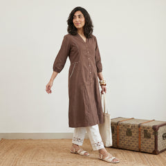 Mouse brown Aline Kurta with Pockets