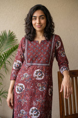 Maroon floral yoke Kurta