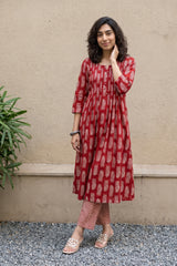 Maroon ambi pintucks coord set