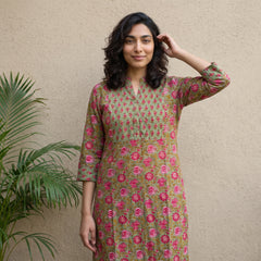 Sea Green ban neck Yoke kurta