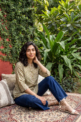 Lime green Ban neck short kurti