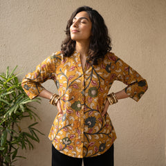 Mustard kalamkari shirt