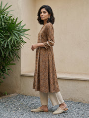 Mustard Aline kali Kurta with pocket