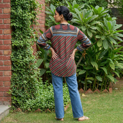 Maroon digitally printed muslin silk shirt