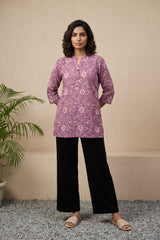 Onion pink jaal short kurti