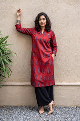Maroon Tree kurta