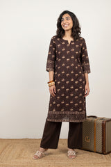 Coffee flower border kurta