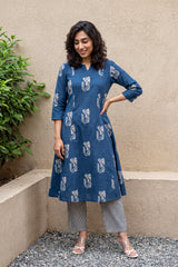 Blue Big buta coord set