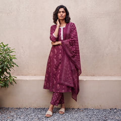 Magenta Buta Aline full suit set