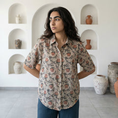 Grey Floral Rayon top