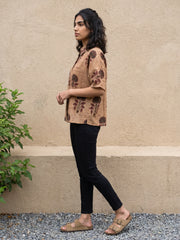 Brown Big Flower Shirt