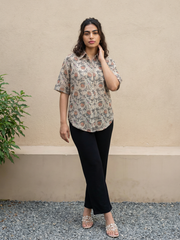 Grey Floral Rayon top