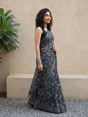 Indigo Ambi Chanderi saree