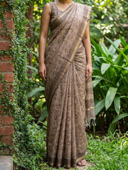 Brown chanderi saree