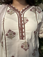 Brown Buta lacework full suit set