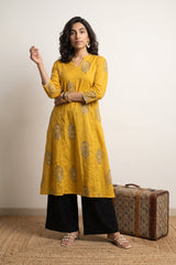 Mustard Big Buta Aline Kurta