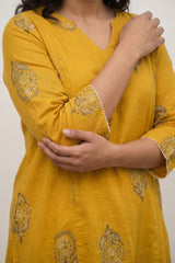 Mustard Big Buta Aline Kurta