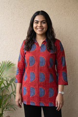 Maroon circle short kurti